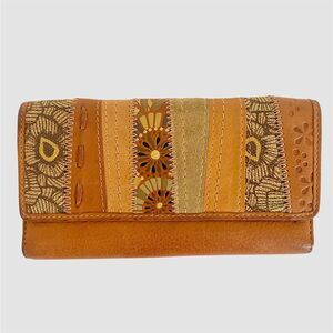 Forrest Fairy Boho Fossil Tan Brown Patchwork Suede Leather Envelope Wallet